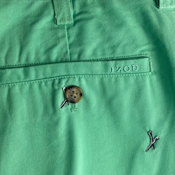 IZOD XFG GREEN GOLF SHORTS 36 Preppy Vacation Resort All-over Golf Tees - Picture 3 of 5